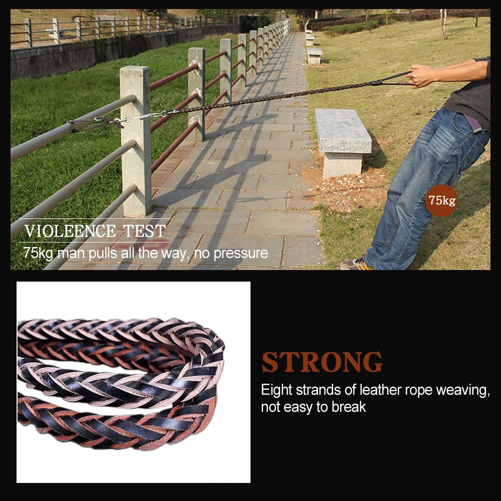 Тяжелая большая собака взрывозащищенный поводок для собак Кожаный Плетеный