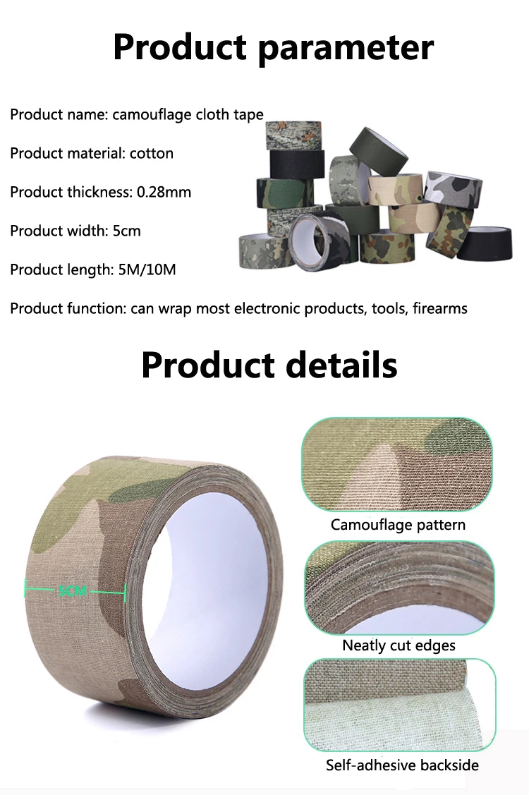 Multi-functional Camo Tape for Hunting, Paintball, and Airsoft - Waterproof, Self-adhesive, Non-Slip Description Image.This Product Can Be Found With The Tag Names Adhesive tape rifle, Airsoft camouflage tape, Camouflage tape camo rifle, Camouflage tape hunt, Paintball camo tape