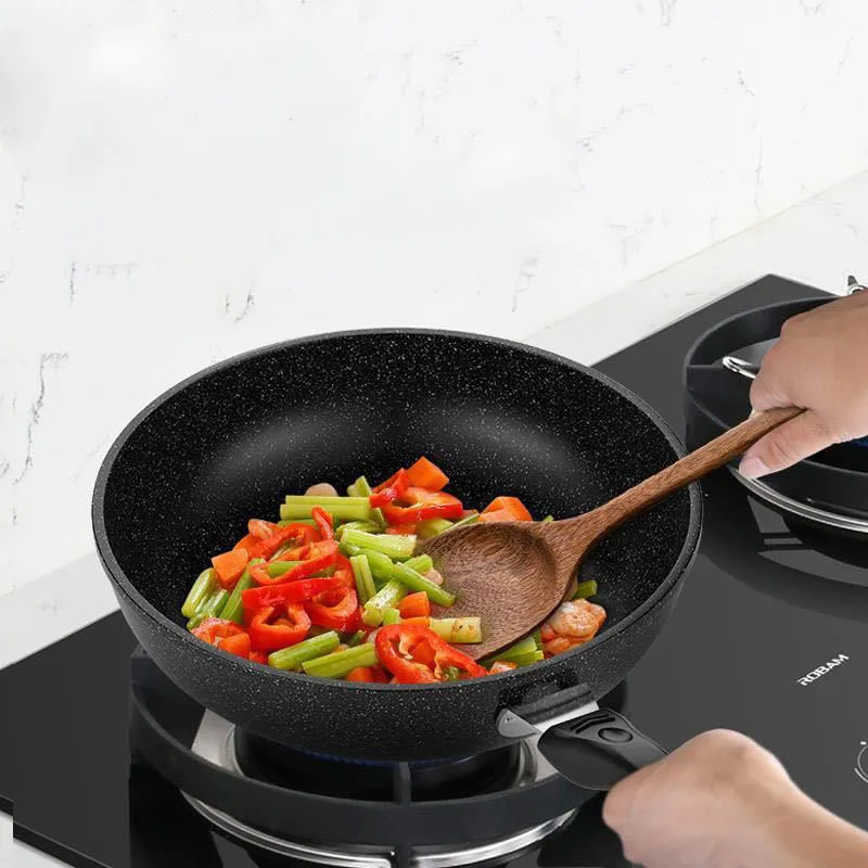 Сковорода с антипригарным покрытием задняя пшеничной камня ВОК 30CM32CM34CM бытовой