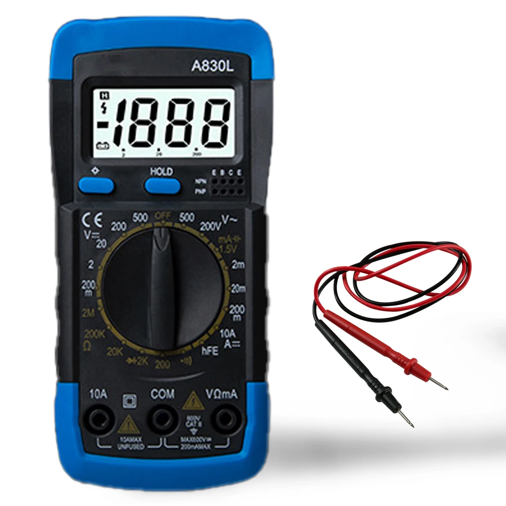 F A830L Ручной ЖК-цифровой мультиметр AC/DC Напряжение Amp ток сопротивление тестер Синяя подсветка метр - Цвет: F