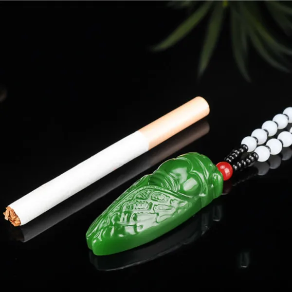 Натуральный зеленый белый китайский нефрит кулон Цикада бусы ожерелье модный шарм жадеит ювелирные изделия Резные амулеты Подарки для женщин мужчин