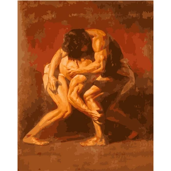 

Fierce Wrestling Hand Made Paint High Quality Canvas Beautiful Painting By Numbers Surprise Gift Great Accomplishment