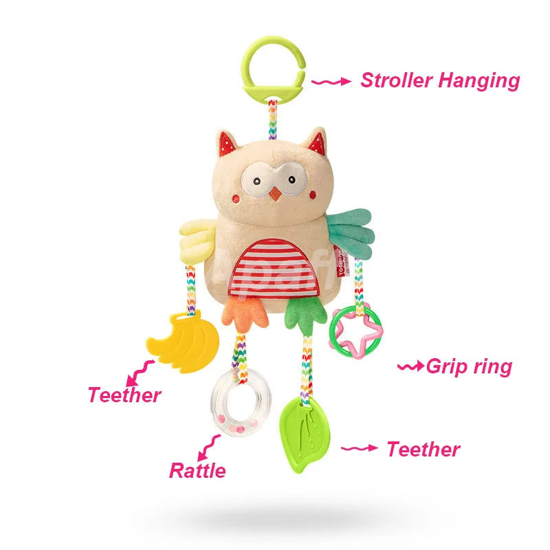 Мягкие детские игрушки 0-12 месяцев Музыкальная подвеска на коляску кроватку спиральная детская сенсорная развивающая игрушка для погремушки для новорожденного ребенка кровать колокольчик - Цвет: Owl Hanging Toys