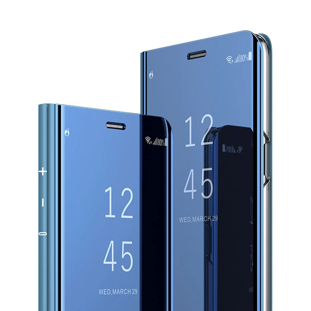 Кожаный чехол-книжка с зеркальным покрытием и подставкой для Samsung J4 J6 J8 2018 A6S A8 Star A9