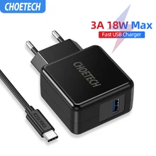 CHOETECH Быстрая зарядка 3,0 18 Вт USB настенное зарядное устройство для iPhone XR XS X 8 8 Plus зарядное устройство для мобильного телефона для samsung Galaxy S9 Plus Note8
