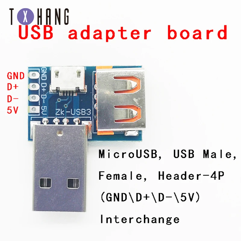 USB-конвертер Стандартный тип A USB Мама-папа к Micro для 4P терминала адаптера платы 2 54