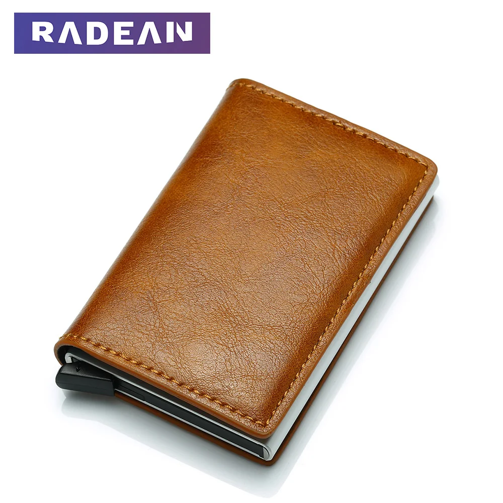 

RADEAN Smart Wallet Business Rfid Card Holder Men Wallets Male Vintage Black Short Leather Slim Wallets Mini Wallets Thin