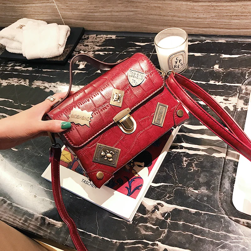 

JIULIN 2019 new PU stereoscopic box multi-element medal single shoulder oblique span handbag