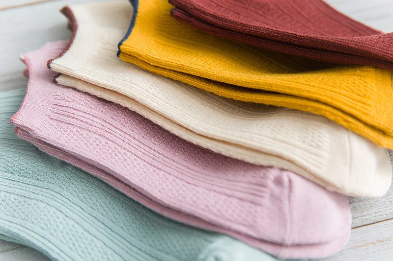 Double Needles Cotton Comfortable Women’s Boat Socks Multi-color Selectable 1 Sweat Absorbing Screw Type Color Edge Casual