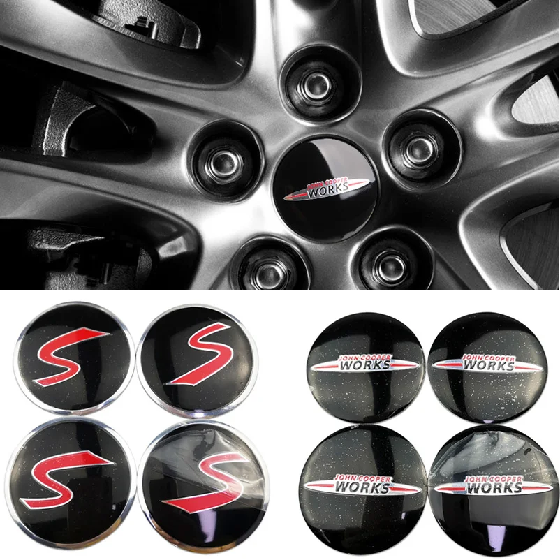 

For Works Logo For Mini Cooper S R50 R53 R56 F56 Countryman Clubman JCW Roadster Wheel Center Hub Caps Car Styling Emblem Badge