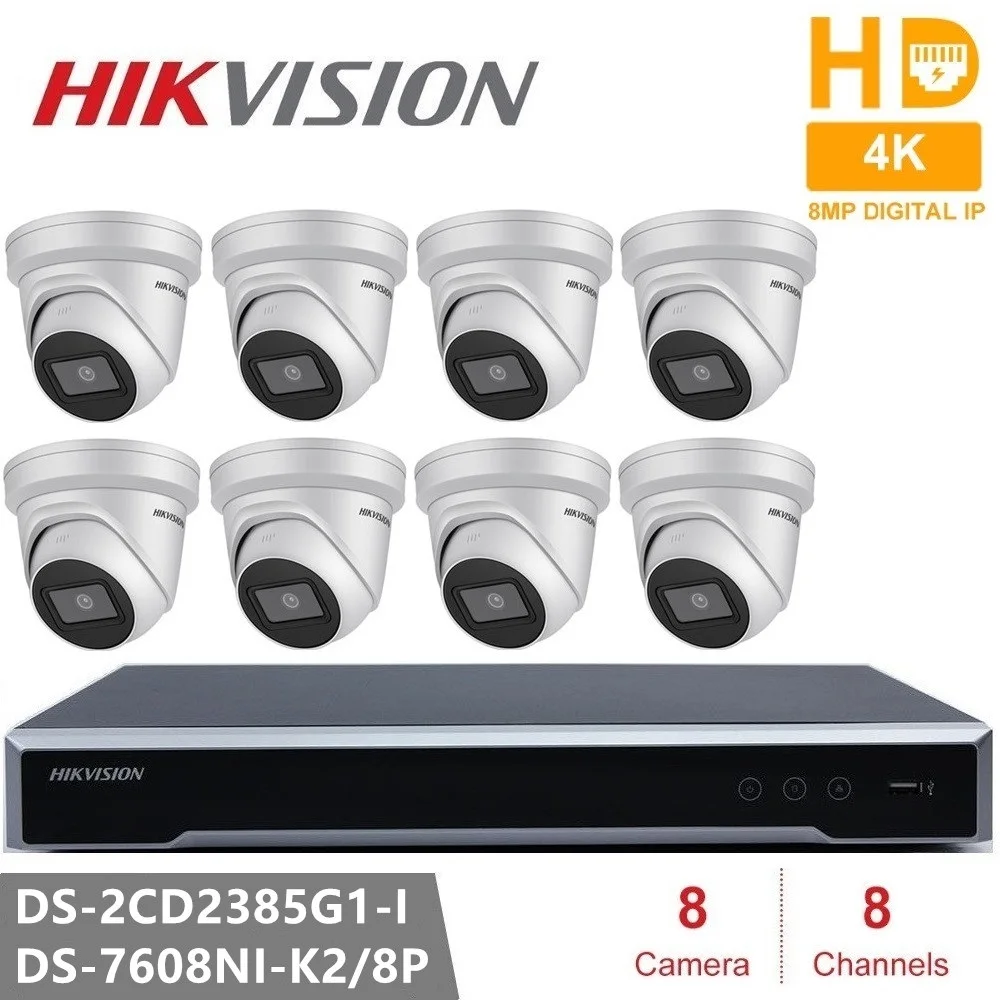 

Hikvision 8MP IP Camera Kits 8MP PoE IR Turret DS-2CD2385G1-I Security Camera CCTV Security EeayIP3.0 Powered by Darkfighter