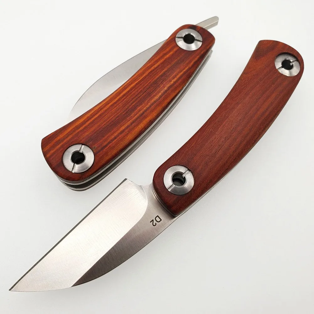 JSSQ карманный складной нож D2 лезвие с деревянной ручкой мини EDC Бритва для кемпинга выживания тактические ножи инструменты для охоты