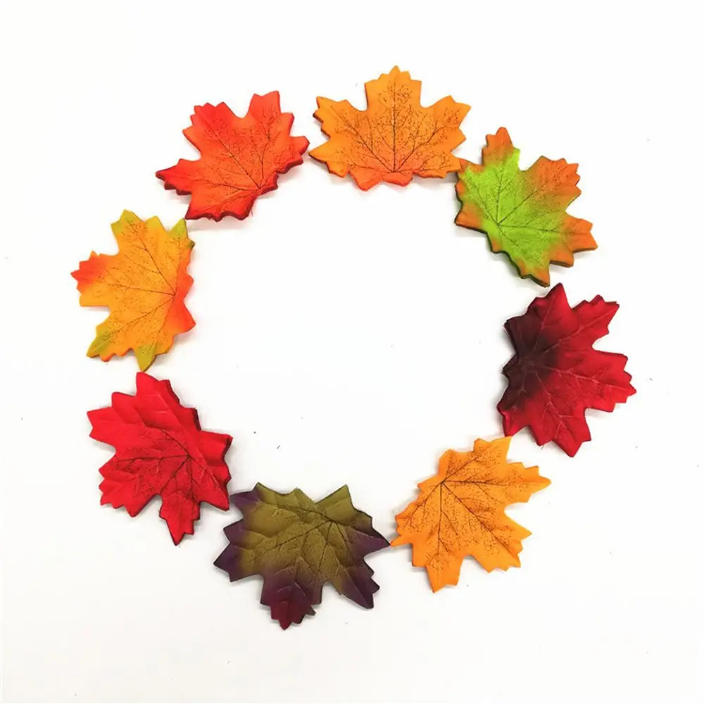 

100pcs Artificial Maple Leaves Simulation Decorative Silk Maple Leaves Fake Fall Leaves Wedding Party Decoration