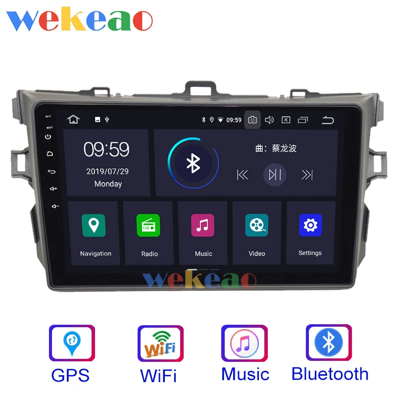 Wekeao Touch Screen 9'' Android 9.0 Car Radio Automotivo Car Dvd Player For Toyota Corolla Android