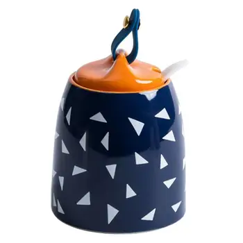 

Seasoning Bottles Ceramic Creative Salt Storage Bottles Condiment Storage Containers for Home Restaurant Kitchen (Blue)
