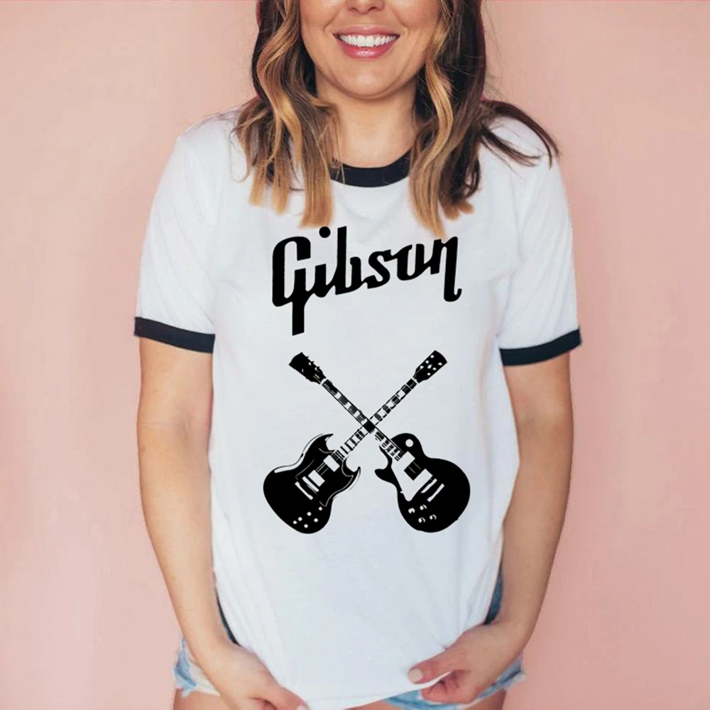 Женская футболка с рисунком гитара Gibson Винтажная Футболка Симпатичные Ретро