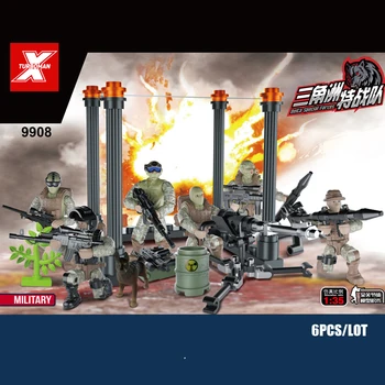 

Simulation ww2 america army Delta Force soldiers action figures mega building block modern military weapon gun bricks toys