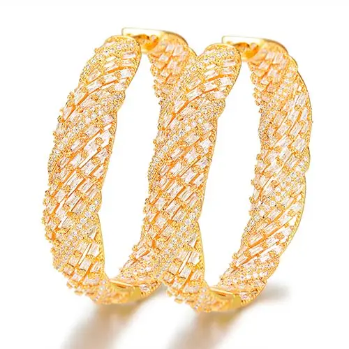 Gold Earring Only GODKI, новинка, роскошный геометрический браслет, 3 шт., серьги, кольцо, ювелирные наборы для женщин, для свадьбы, кубический цирконий, помолвка, Дубай, ювелирные наборы - Окраска металла: Gold Earring Only
