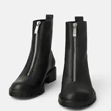 Г. Новые осенне-зимние Ботинки martin из лакированной кожи ботильоны на толстом каблуке эластичные ботинки на высоком каблуке ботинки с круглым носком на молнии