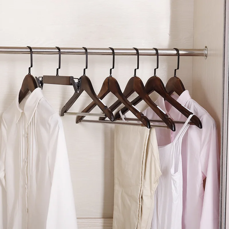 Yi biao Factory Direct Selling Solid Wood Coat Hanger Clothing Store Anti-slip Retro Clothes Hanger Top Grade Hotel Adult Clothe