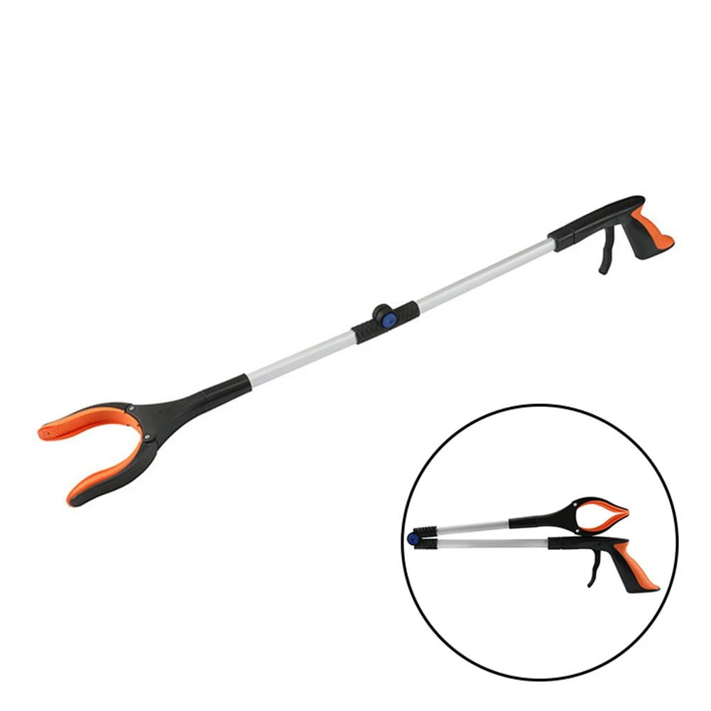 Foldable Long Trash Clamps Grab Pick Up Tool Curved Handle Garbage Clip