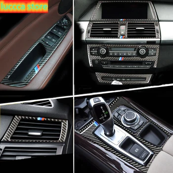 

Carbon Fiber For BMW E70 E71 X5 X6 Interior Gearshift Air Conditioning AC CD Panel Reading Light Cover Trim Sticker Accessories