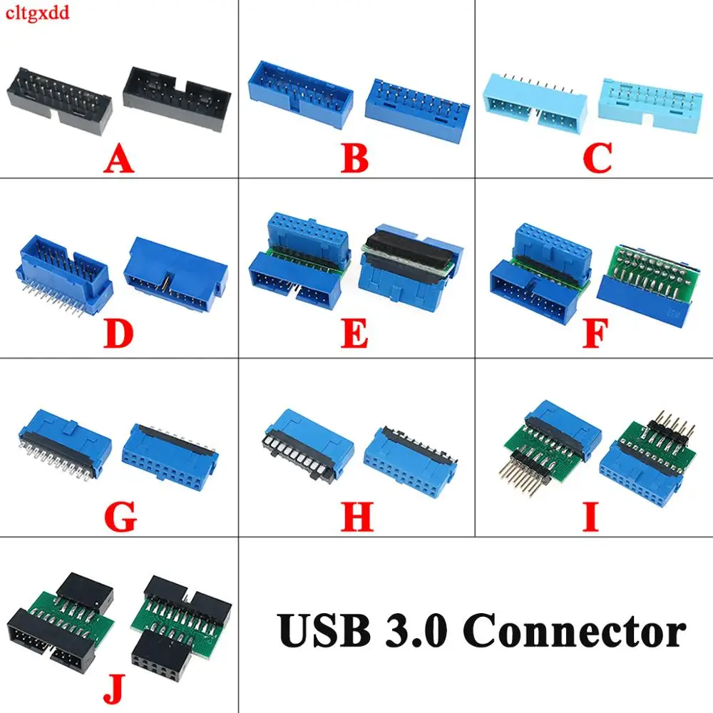 Cltgxdd 1Pcs Usb 3.0 90 /180 Graden 20pin 19pin Male Connector Moederbord Chassisplugged Plaat Idc 19 P 20 P Connector Socket|Connectoren| - AliExpress