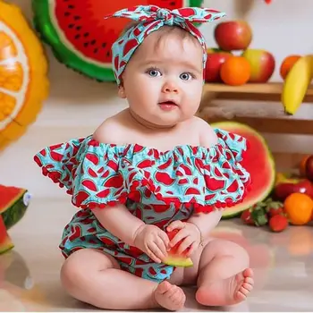

Newborn Infant Kids Baby Ball Ball Watermelon Bodysuit Girls Flower Summer Jumpsuit Princess Cute Playsuit Baby Clothes 0-18M