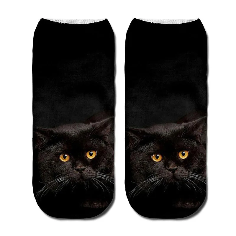 Calcetines Mujer; Новинка; Лидер продаж; Модные женские короткие носки с 3D принтом кота в стиле Харадзюку каваи; короткие носки с низким вырезом и забавными животными
