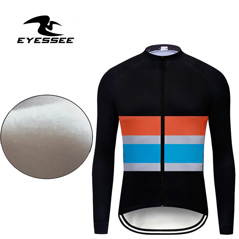 Fleece long sleeve EYESSEE теплая гоночная велосипедная Джерси Зимняя Горячая флисовая дорожная велосипедная мужская одежда с длинными рукавами одежда для велоспорта - Цвет: Fleece long sleeve