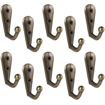 

BESTOMZ 10PCS Heavy Duty Durable Antique Wall Mounted Hanger Coat Rack Closet Hooks for Bathroom