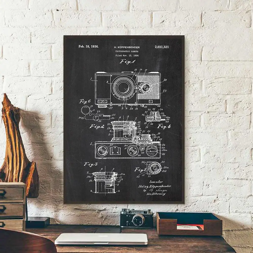 Vintage-Poster-Camera-Patent-Canvas-Painting-Wall-Art-Antique-Camera-Art-Poster-Retro-Wall-Pictures-Photography