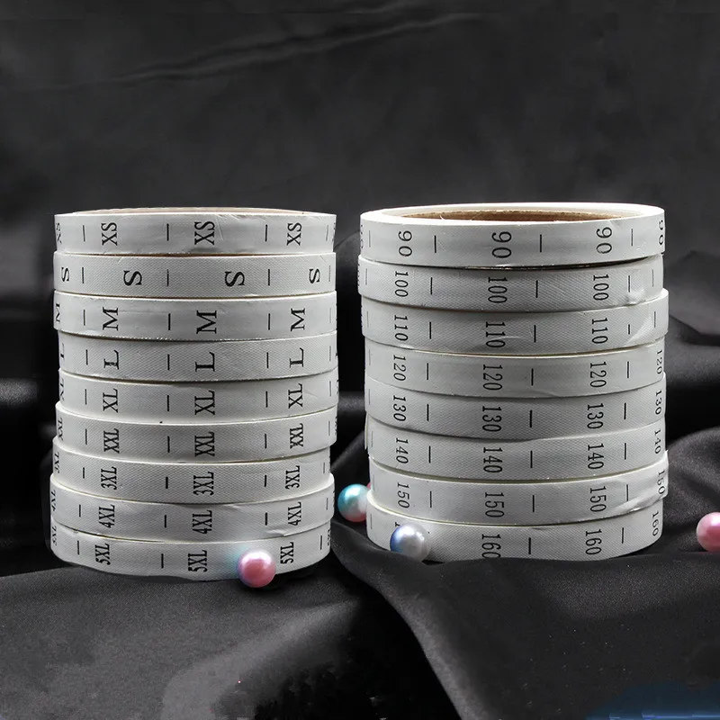 250 шт./лот рулонные Белые таблички с номером размера для одежды Швейные Тканые