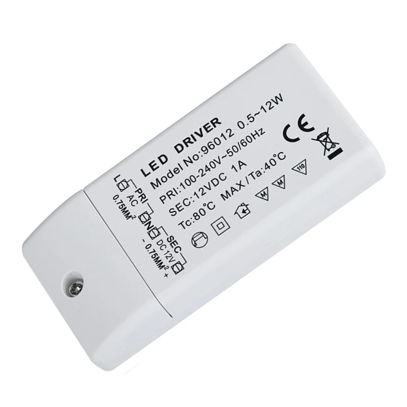 Светодиодный трансформатор 12V DC 12W EMC источник питания 100-240 V без минимальной нагрузки