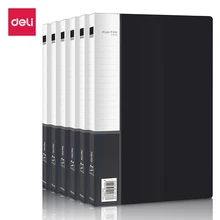 Deli, 6 шт./лот, A4, металлический длинный зажим+ вставка, карман, жесткая папка, большая емкость, для хранения файлов, офисные принадлежности, 33221, черный, синий