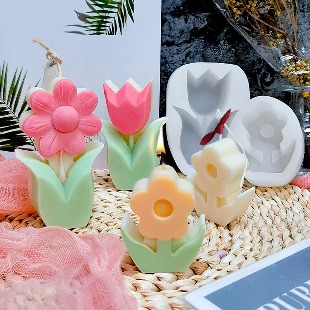 Tulip Candle Molds Aromatherapy Candle Silicone Forms 3d Flower Shape