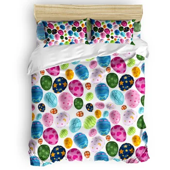 

Easter Colorful Eggs Printing Custom Bedding Set 3D Digital Printing Christmas Bedding Set US KING QUEEN