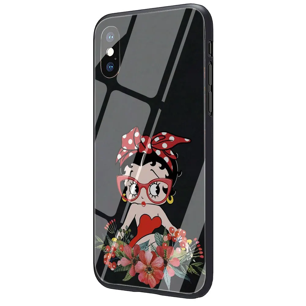 EWAU Betty Boop чехол из закаленного стекла для телефона для iphone 5 5s SE 6 6s 7 8 plus X XR XS 11 pro Max - Цвет: G1