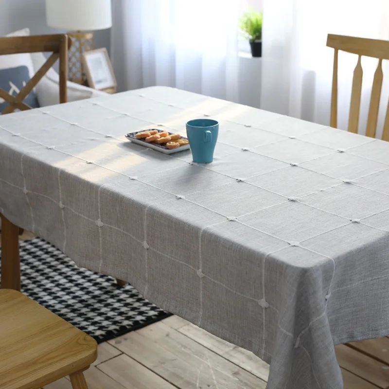 

Japanese-Style Simple Plain Lattice Jacquard Cloth Cotton Table Cloth New Factory Direct Customizable
