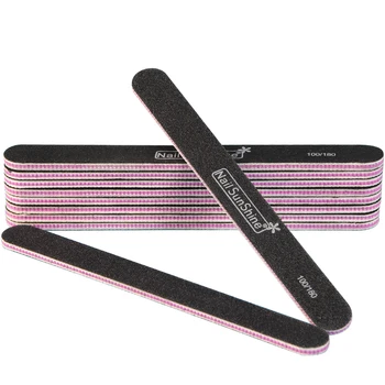 

CYSHMILY 10PCS/Set Nail File Black 100/180 Washable Disinfectable Strong Sandpaper Nail Buffer Manicure Polisher Nail Art Tools