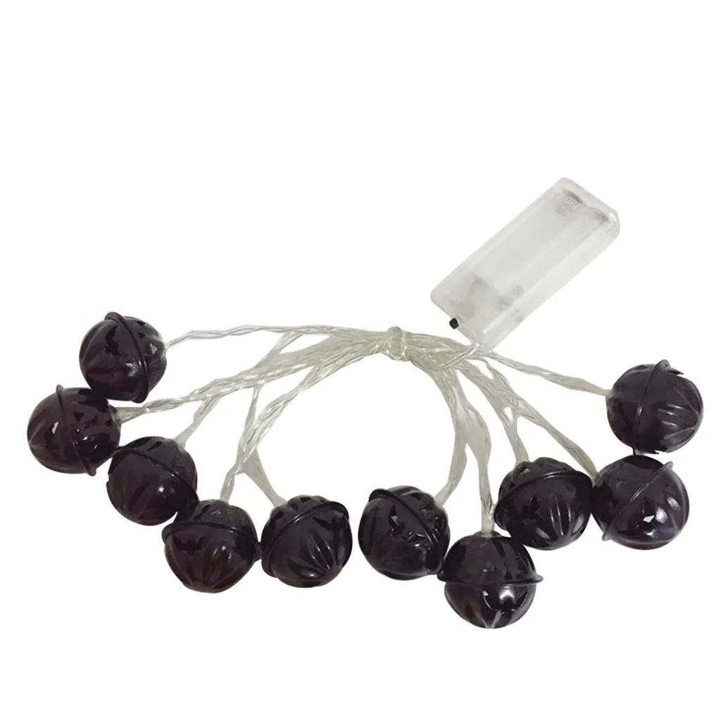 BK '10LED/2.M Хэллоуин Тыква Гирлянда Свет ghost grimace страшная атмосфера батарея коробка декоративная лампа крытый ребенок игрушка - Испускаемый цвет: BK
