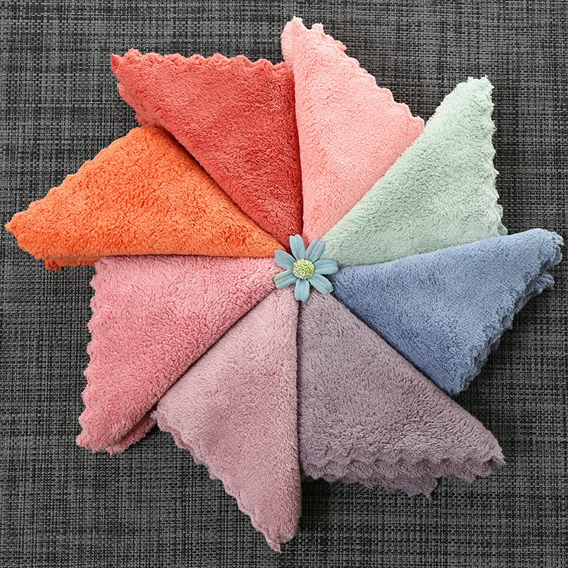  Coral Velvet Pack of 4 Card Cover 25X25 Small Square Towel Absorbent Small Tower Baby Thick Small H