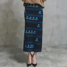 Новинка, Шерстяная трикотажная длинная юбка макси, высокая талия, прямая, эластичная, мультяшная, винтажная, Осень-зима, юбки для женщин