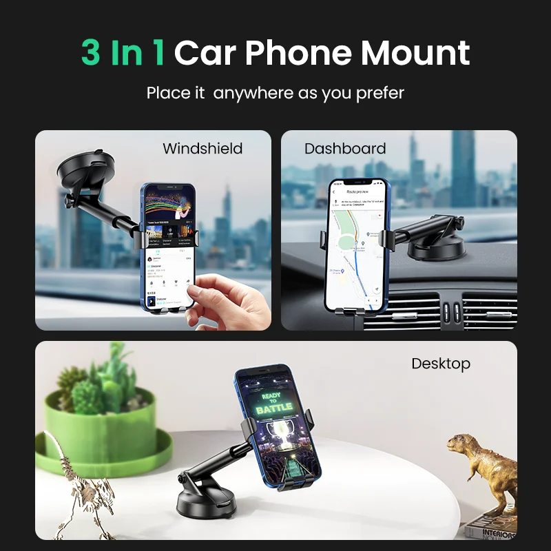 UGREEN Car Holder Stand for Mobile Phone Gravity Phone Stand Support Holder for iPhone 14 13 Pro Xiaomi Car Suction Cup Holder