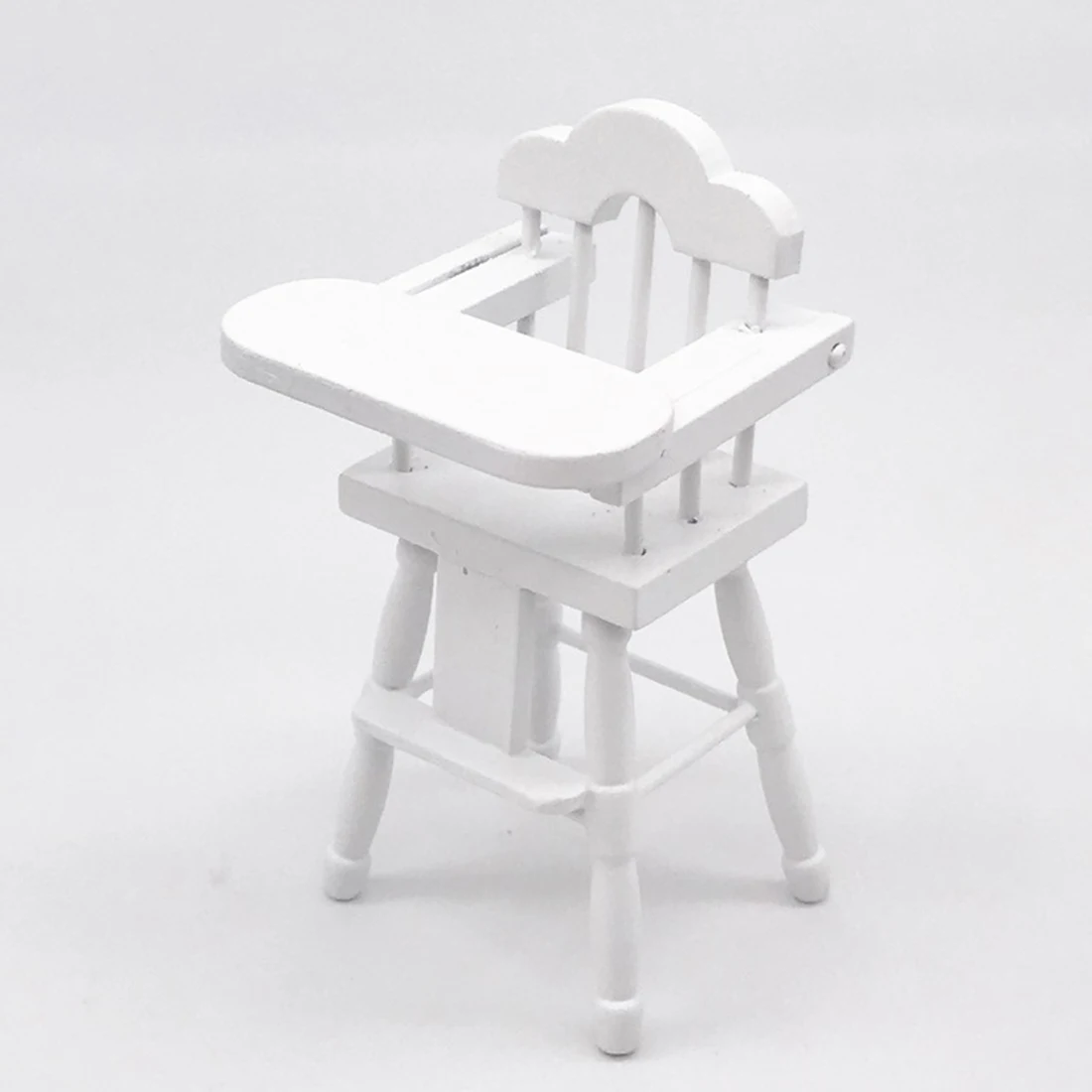 

1/12 Scale Miniature Dollhouse Model Kit Decor Baby High Chair Model- White