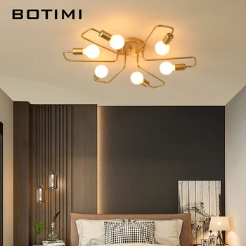 

BOTIMI Novelty Ceiling Lights For Living Room Modern Golden Ceiling Lamp Bending Metal Surface Mounted Bedroom Lighting Fixtures