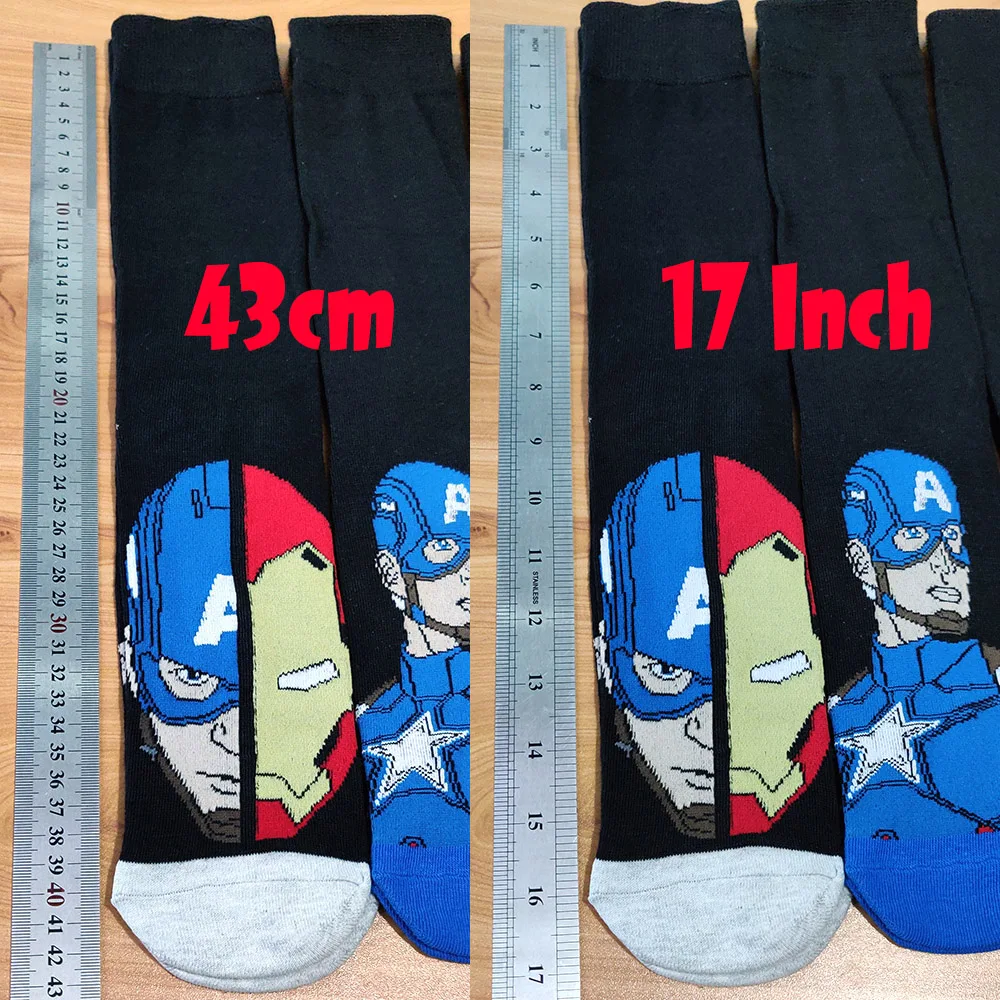10 пар/упак. комиксов Hero общего Носки с рисунком Железный человек Капитан Америка сапоги до колена высокие сапоги теплая, с вышитым рисунком увеличить размер большого носка