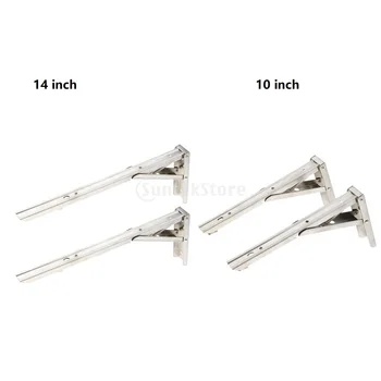 

2 pairs Folding 10" 14" Shelf Bracket Steel Corner Brace Joint Triangle