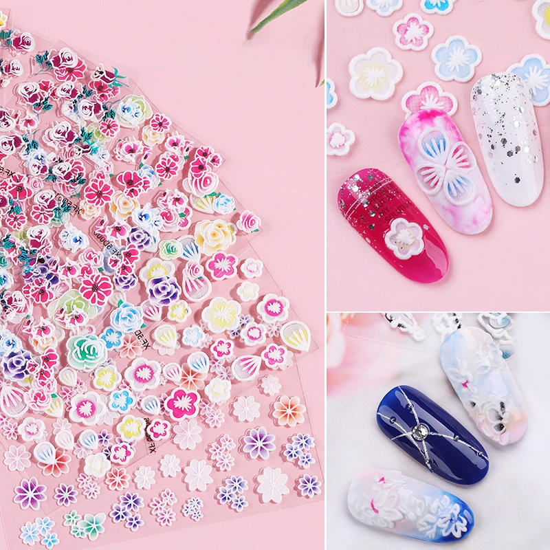 

3D Nail Art Stickers Decals With Many Designs Bowknot Sticker False Nail Manicure for little girls birthday New Year Decoration