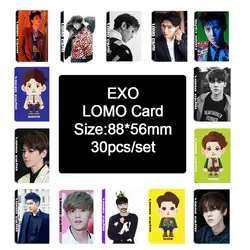 30 шт./компл. Мода Kpop EXO Одиночная LOMO карта для коллекции фанатов альбом Фотокарта Высокое качество HD фото карта EXO kpop поставки